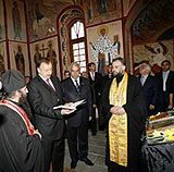 Пpезидент Азеpбайджана посетил православный хpам