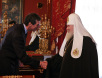 Встреча Святейшего Патриарха Алексия с президентом Лувра Анри Луареттом и Послом Франции в России Станислаcом де Лабуле