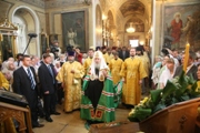 Святейший Патриарх Алексий совершил Божественную литургию в храме пророка Илии в Обыденском переулке в день престольного праздника