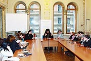 Ректор СПбДА епископ Гатчинский Амвросий встретился с преподавателями и студентами Европейского университета в Санкт-Петербурге
