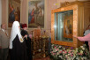 Посещение Святейшим Патриархом храма свт. Николая Чудотворца в Толмачах и молитва перед Владимирской иконой Божией Матери