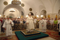 В канун праздника Преображения Господня Святейший Патриарх Алексий совершил Всенощное бдение в храме Христа Спасителя