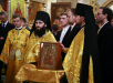 Патриарший визит в Новгородскую епархию. Малое освящение Иверского собора Валдайского монастыря и Божественная Литургия.