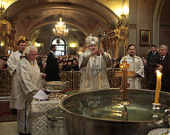 В праздник Крещения Господня Святейший Патриарх Кирилл совершил Божественную литургию в Богоявленском кафедральном соборе в Елохове
