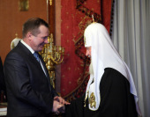 Встреча Святейшего Патриарха Кирилла с главой Республики Карелия С.Л. Катанандовым