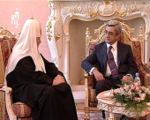 Состоялась встреча Предстоятеля Русской Православной Церкви с Президентом Республики Армения Сержем Саргсяном