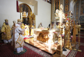 Святейший Патриарх Кирилл совершил Божественную литургию в Преображенском соборе Николо-Угрешского монастыря
