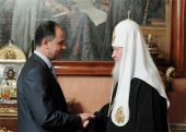 Предстоятель Русской Православной Церкви принял посла Палестины в Российской Федерации Фаеда Мустафу