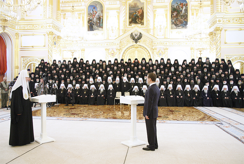 Встреча участников Архиерейского Собора Русской Православной Церкви с Президентом России Д.А. Медведевым