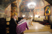 Патриаршее служение в Сретенском ставропигиальном мужском монастыре в канун дня памяти обретения главы Иоанна Предтечи