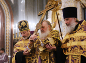 В канун недели Крестопоклонной Предстоятель Русской Церкви совершил всенощное бдение в Храме Христа Спасителя
