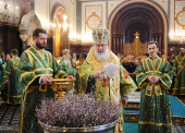 В канун праздника Входа Господня в Иерусалим Предстоятель Русской Церкви совершил всенощное бдение в Храме Христа Спасителя
