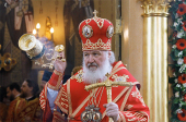 В день памяти великомученика Георгия Победоносца Предстоятель Русской Церкви совершил Божественную литургию в Свято-Георгиевском храме на Поклонной горе