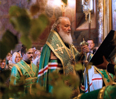 Святейший Патриарх Кирилл совершил малую вечерню с акафистом Святой Троице в Троице-Сергиевой лавре