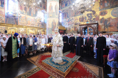 Патриаршее служение в в Успенском соборе Московского Кремля в день Святого Духа