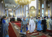 Slujirea Patriarhului Kiril în Catedrala Icoanei Maicii Domnului Kazanskaia din Sankt-Petersburg. Hirotonia arhimandritului Adrian (Ulianov) în treapta de episcop pentru scaunul episcopal de Bejețk