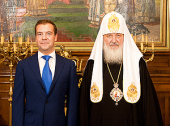 Felicitarea Preşedintelui Federaţiei Ruse D.A. Medvedev adresată Preafericitului Patriarh Kiril cu ocazia aniversării a 65 de ani de la naştere