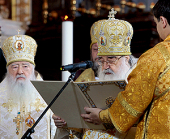 Mesajul de Felicitare al membrilor Sfântului Sinod al Bisericii Ortodoxe Ruse adresat Preafericitului Patriarh Kiril al Moscovei şi al Întregii Rusii cu ocazia aniversării a 65 de ani de la naştere
