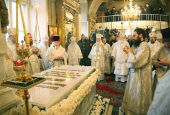 La aniversarea a trei ani de la trecerea la cele veşnice a Preafericitului Patriarh Alexei al II-lea, Întâistătătorul Bisericii Ortodoxe Ruse va săvârşi slujba panahidei în Catedrala Botezului Domnului din Elohovo