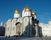 Патріарше служіння у свято Собору Пресвятої Богородиці в Успенському соборі Кремля
