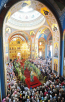 Божественная литургия в верхнем храме Спасо-Преображенского собора в день памяти прпп. Сергия и Германа Валаамских