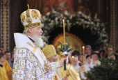 У свято Різдва Христового Святіший Патріарх Кирил звершив Божественну літургію в Храмі Христа Спасителя