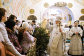 У Водохресний святвечір Святіший Патріарх Кирил звершив Божественну літургію та чин великого освячення води в Храмі Христа Спасителя