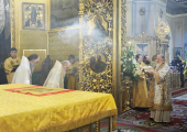 У свято Іверської ікони Божої Матері Святіший Патріарх Кирил звершив Літургію в Богоявленському кафедральному соборі і очолив хіротонію архімандрита Іакова (Тисленка) в єпископа Нар'ян-Марського