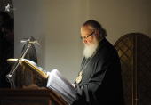 Перед вівторком першої седмиці Великого посту Святіший Патріарх Кирил молився за уставним богослужінням у Зачатівському ставропігійному монастирі