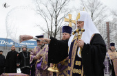 Предстоятель Русской Церкви совершил чин освящения закладного камня в основание строящегося храма в честь святителя Ермогена