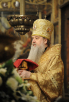 Slujire Patriarhală la catedrala Adormirea Maicii Domnului din Kremlin în ziua celebrării aniversării de 400 de ani de la mutarea la Domnul a sfântului mucenic Ermoghen