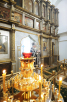 Slujire Patriarhală în biserica mică a mănăstirii Donskoi în Lunea Mare