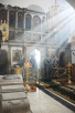 Slujire Patriarhală în biserica mică a mănăstirii Donskoi în Lunea Mare