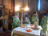 В день памяти преподобного Андрея Рублева архиепископ Истринский Арсений совершил Божественную литургию в Спасском соборе Спасо-Андроникова монастыря
