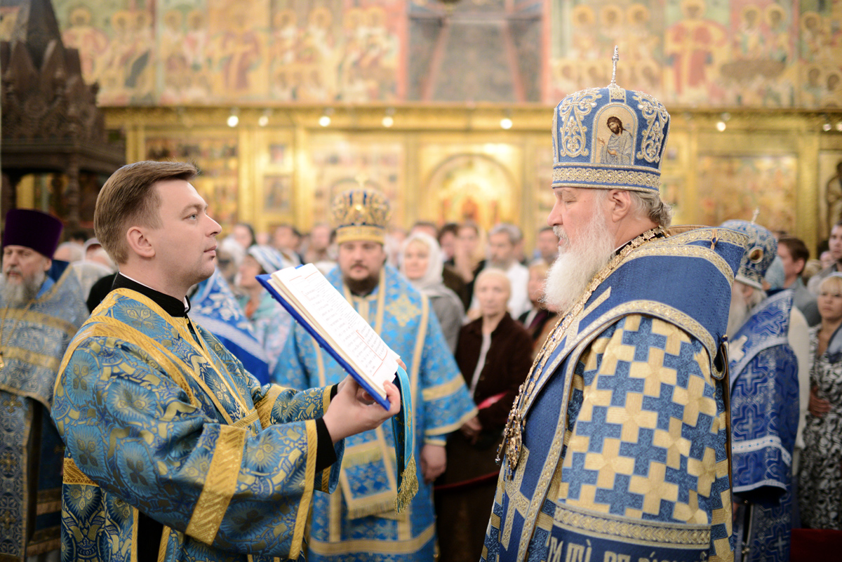 Патриаршее служение в праздник Успения Пресвятой Богородицы в Успенском соборе Московского Кремля