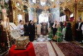 Святейший Патриарх Кирилл поклонился святыням Русского на Афоне Свято-Пантелеимонова монастыря