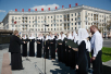 Возложение Предстоятелями и представителями Поместных Церквей венка к обелиску на площади Победы в Минске
