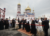 Святейший Патриарх Кирилл освятил закладные камни 10 храмов, которые будут возведены в столице Кузбасса и новое здание Кузбасской духовной семинарии