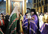 Святейший Патриарх Кирилл совершил Литургию в Новоспасском монастыре