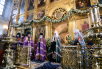 Slujirea Patriarhului de ziua pomenirii celor 40 de mucenici din Sevastia în biserica ”Sfântul ierarh Nicolae” în Hamovniki. Hirotonia arhimandritului Mitrofan (Oseak) în treapta de episcop de Gatcina şi Luga