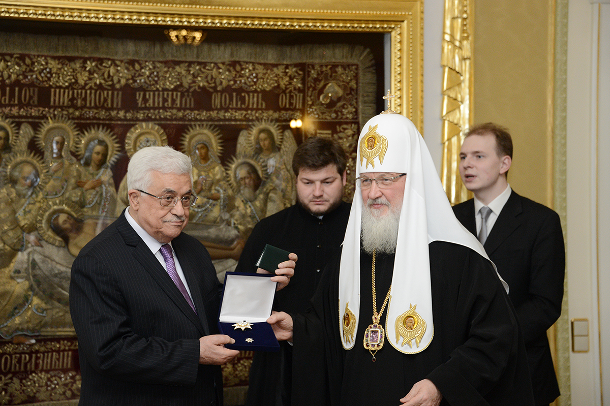 Встреча Святейшего Патриарха Кирилла с Главой Палестинской национальной администрации Махмудом Аббасом