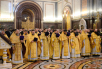 Dumnezeiasca liturghie la catedrala „Hristos Mântuitorul” de ziua de naștere a Întâistătătorului Bisericii Ruse