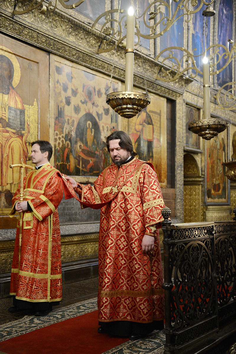 Патриаршее служение в день Собора новомучеников и исповедников Российских в Успенском соборе Московского Кремля