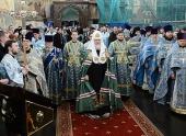 Патриаршее служение в праздник Введения во храм Пресвятой Богородицы в Успенском соборе Московского Кремля