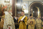 В неделю 35-ю по Пятидесятнице Предстоятель Русской Церкви совершил Литургию в Храме Христа Спасителя