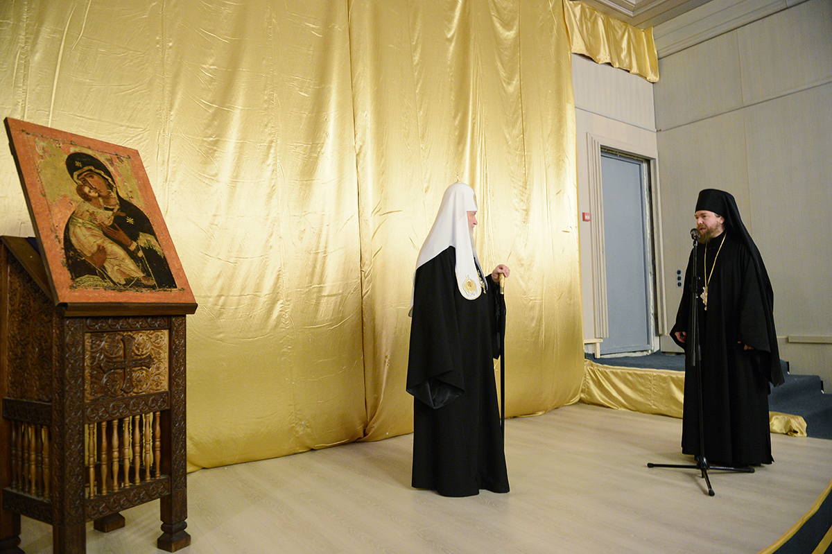 Патриаршее служение в Сретенском монастыре. Освящение нового здания Сретенской духовной семинарии