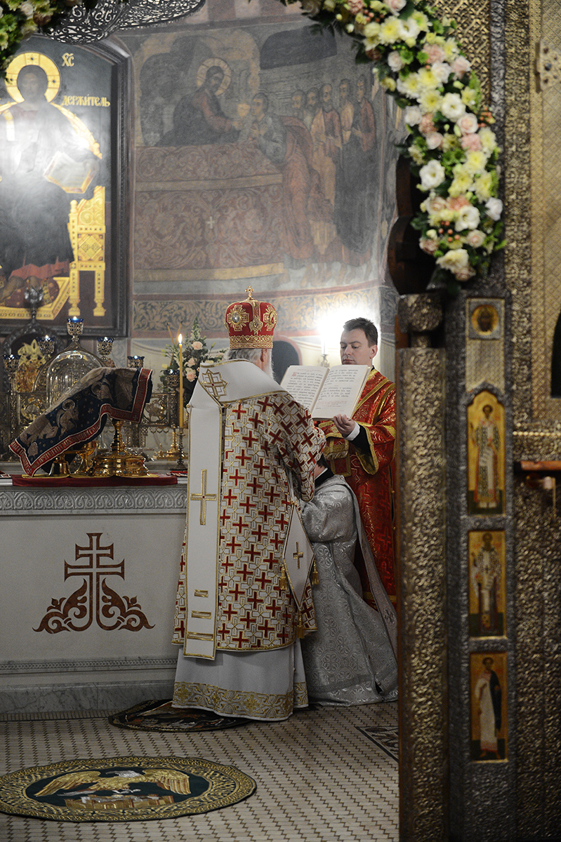 Патриаршее служение в Сретенском монастыре. Божественная литургия в день памяти священномученика Илариона, архиепископа Верейского