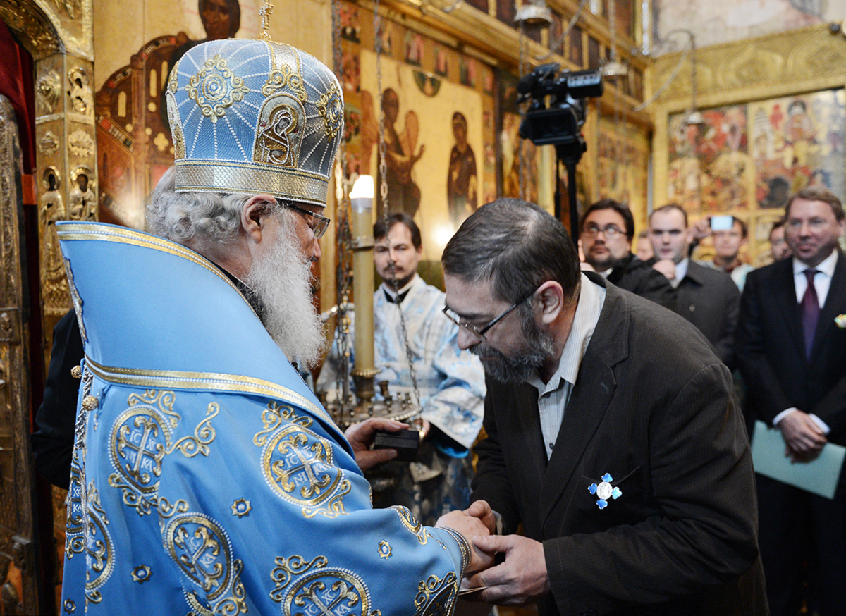 Slujirea Patriarhului de sărbătoarea Bunavestirea Preasfintei Născătoare de Dumnezeu la catedrala „Bunavestirea Maicii Domnului” din Kremlin, or. Moscova