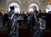 Slujirea Patriarhului în ziua de marți a Săptămânii Patimilor la mănăstirea în cinstea mitropolitului Petru din Vysokoie