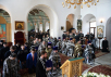 Slujirea Patriarhului în ziua de marți a Săptămânii Patimilor la mănăstirea în cinstea mitropolitului Petru din Vysokoie